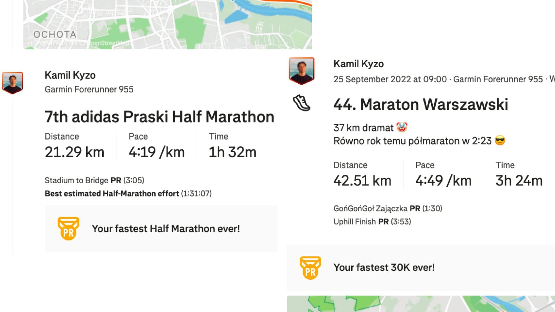 Same half marathon eleven months later, 1:32